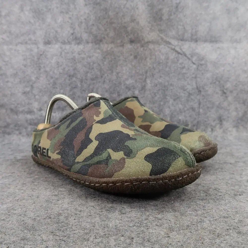 Sorel Shoes Kids 5 Slippers Casual Leather Camo Lanner Ridge Comfort Green Brown